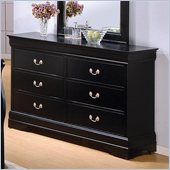Coaster Louis Philippe 6 Drawer Dresser in Deep Black Finish
