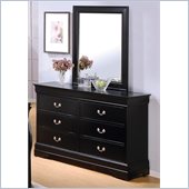 Coaster Louis Philippe 6 Drawer Dresser and Mirror Set in Deep Black