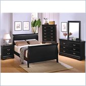 Coaster Louis Philippe 3 Piece Bedroom Set in Deep Black