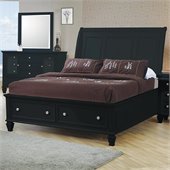 Coaster Sandy Beach Sleigh Bed with Storage Footboard in Black