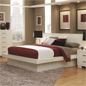 Coaster Jessica Platform Bed with Rail Seating and Lights in White