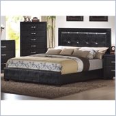 Coaster Dylan Upholstered Low Profile Bed 3 Piece Bedroom Set in Black