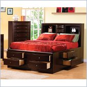 Coaster Phoenix Bookcase Storage Bed 3 Piece Bedroom Set in Cappuccino