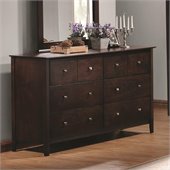 Coaster Tia 6 Drawer Double Dresser in Warm Cappuccino Finish