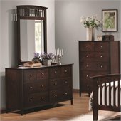 Coaster Tia Double Dresser and Mirror Set in Warm Cappuccino Finish