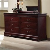 Coaster Louis Philippe 6 Drawer Double Dresser in Rich Cherry