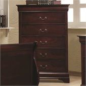 Coaster Louis Philippe Five Drawer Chest in Rich Cherry