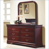 Coaster Louis Philippe Dresser and Mirror Set in Rich Cherry