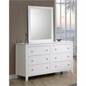 Coaster Selena 6 Drawer Double Dresser and Mirror Set in White Finish