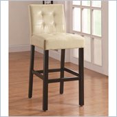 Coaster 29 Inch Cappuccino Bar Stool in Upholstered Beige Vinyl