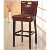 Coaster 29 Inch Cappuccino Bar Stool in Upholstered Red Wine Vinyl