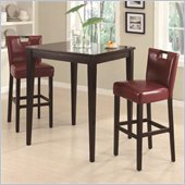 Coaster Cappuccino Square Leg Table 3 Piece Pub Set in Red Wine