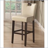 Coaster 29 Inch Cappuccino Bar Stool in Upholstered Beige Vinyl