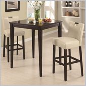 Coaster Cappuccino Square Leg Table 3 Piece Pub Set in Beige