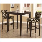 Coaster Cappuccino Square Leg Table 3 Piece Pub Set in Zebra