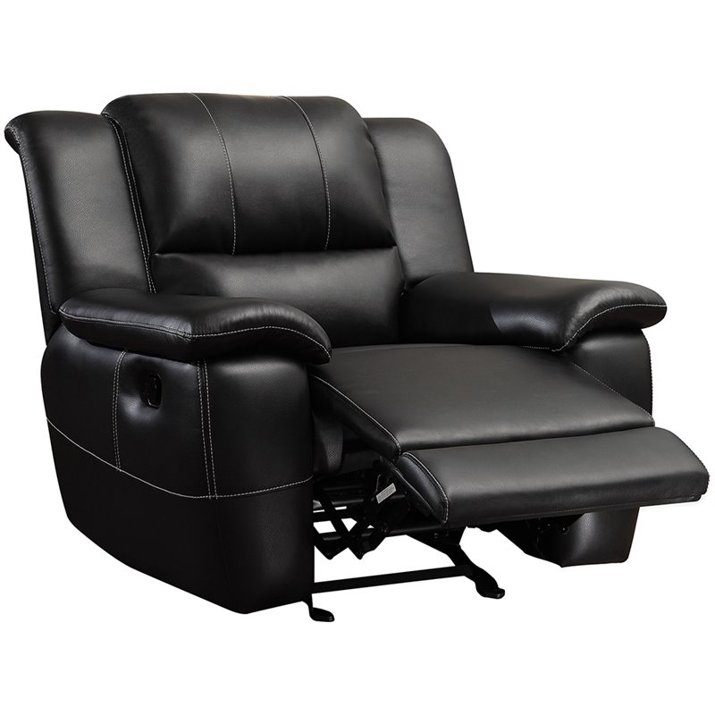Coaster Lee Transitional Glider Recliner Chair in Black Bonded Leather