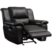 Coaster Lee Transitional Glider Recliner Chair in  Black Bonded Leather