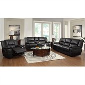 Coaster Lee Transitional 3 Piece Reclining Sofa Set in Black