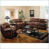 Coaster Walter 3 Piece Reclining Sofa Set in Brown Bonded Leather