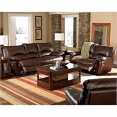 Coaster Clifford 3 Piece Reclining Sofa Set in Brown Leather Match