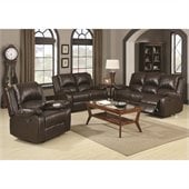 Coaster Boston 3 Piece Reclining Sofa in Brown Faux Leather