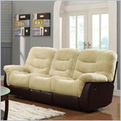 Coaster Elaina Comfortable Reclining Motion Sofa in Cream and Brown