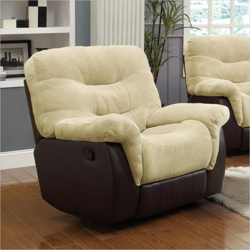 Coaster Elaina Comfortable Glider Recliner Chair in Cream and Brown
