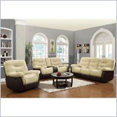 Coaster Elaina Comfortable Reclining 3 Piece Sofa Set in Cream and Brown