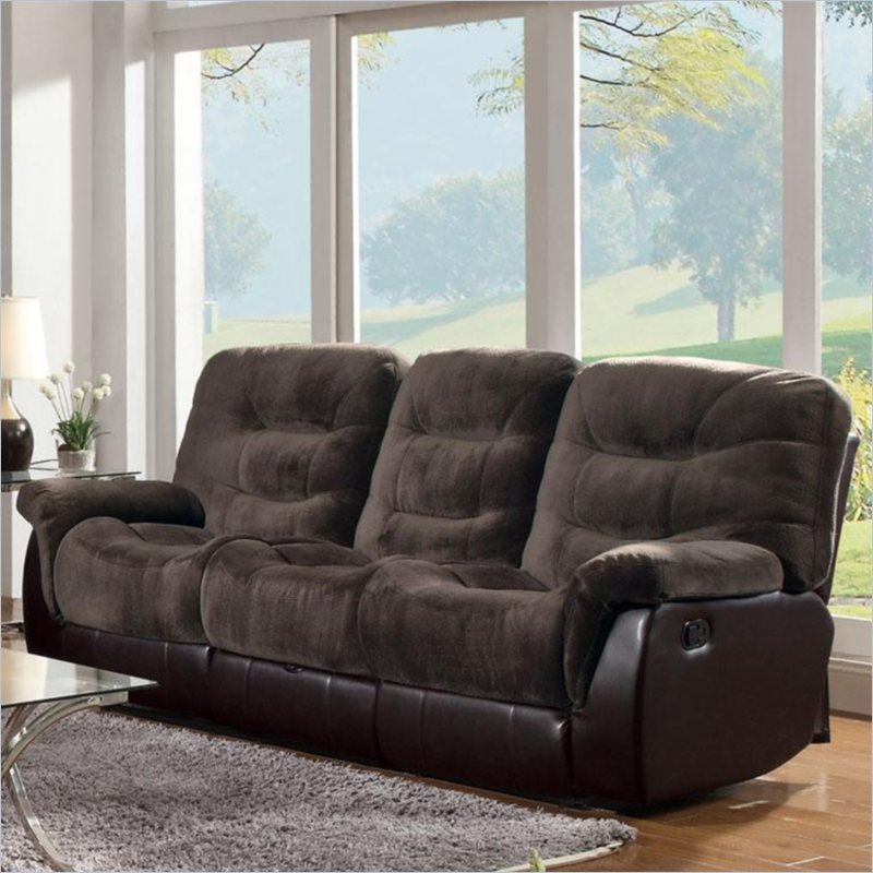 Coaster Elaina Comfortable Recliner Motion Sofa in Chocolate and Brown