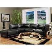 Coaster Kayson Contemporary Leather 5 Piece Sectional Sofa in Black