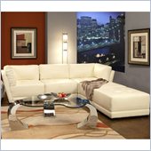 Coaster Kayson Contemporary Leather 5 Piece Sectional Sofa in White