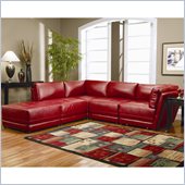 Coaster Kayson Contemporary Leather 5 Piece Sectional Sofa in Red