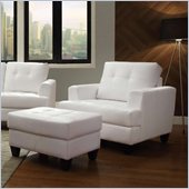 Coaster Hurley Tufted Chair and Ottoman Set in White Leather