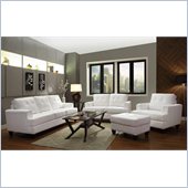 Coaster Hurley Tufted 4 Piece Sofa Set in White Leather