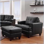 Coaster Hurley Tufted Chair and Ottoman Set in Black Leather