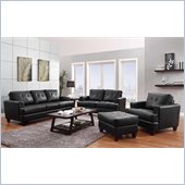 Coaster Hurley Tufted 4 Piece Sofa Set in Black Leather