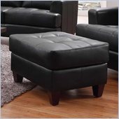 Coaster Hurley Tufted Chair Ottoman in Black Leather
