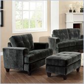 Coaster Hurley Tufted Chair and Ottoman Set in Charcoal Velvet