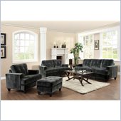 Coaster Hurley Tufted 4 Piece Sofa Set in Charcoal Velvet