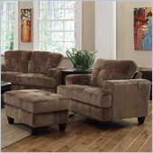 Coaster Hurley Tufted Chair and Ottoman Set in Mocha Velvet