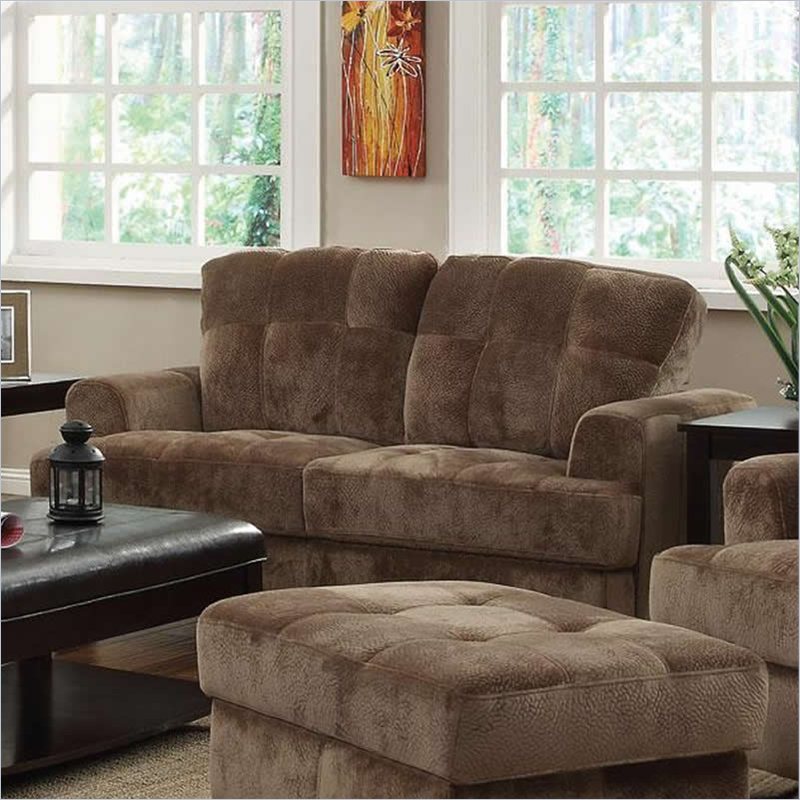 Coaster Hurley Tufted Love Seat in Mocha Velvet