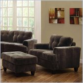 Coaster Hurley Tufted Chair and Ottoman Set in Chocolate Velvet