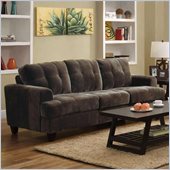 Coaster Hurley Tufted Sofa in Chocolate Velvet