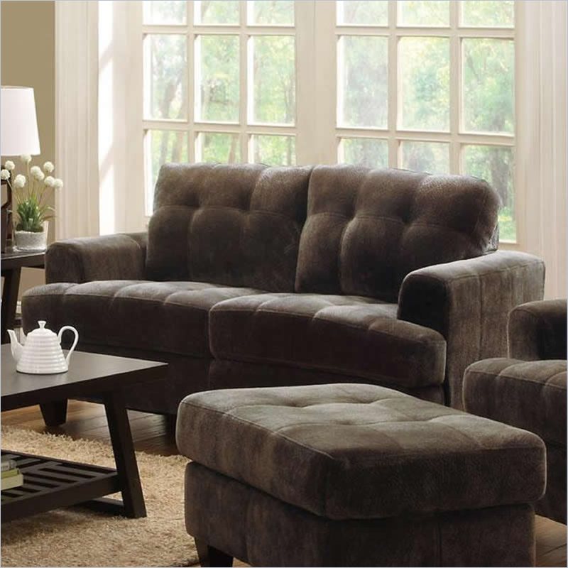 Coaster Hurley Tufted Love Seat in Chocolate Velvet