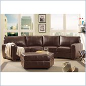 Coaster Cornell 3 Piece Curved Sofa Sectional and Ottoman Set in Brown