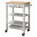 Coaster Kitchen Cart with Butcher Block Top in White and Natural