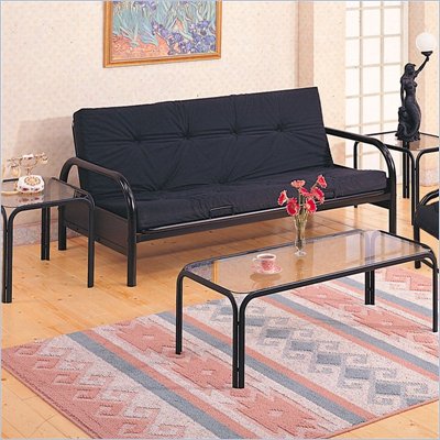 Coaster Metal Full Size Futon Frame with Large Armrest in Black