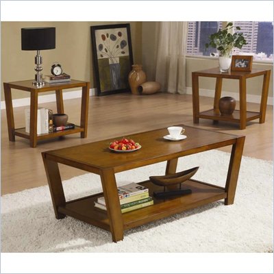 Coaster 3 Piece Occasional Table Sets Contemporary Set in Medium Brown