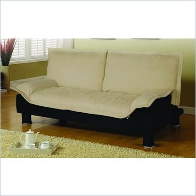 Coaster Convertible Microfibre Sofa Bed in Beige and Black