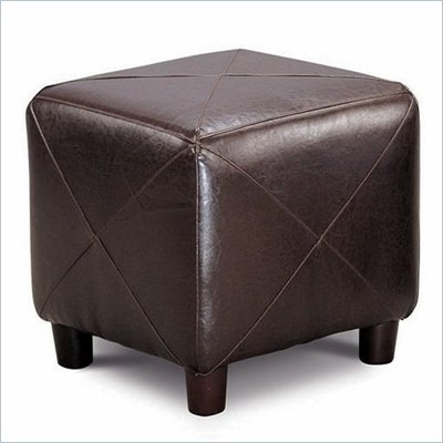 Coaster Contemporary Faux Leather Cube Ottoman in Dark Brown